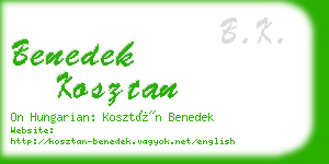 benedek kosztan business card